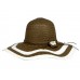 Wide Brim Hat - 2 Tones w/ Flower - Brown - HT-H2270BN